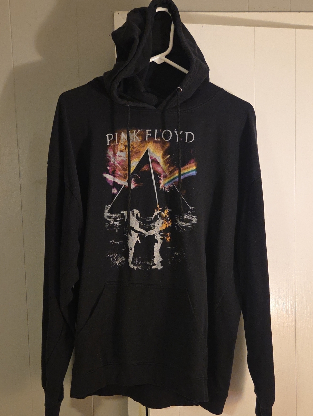 Pink Floyd Black Pullover Hoodie with Prism & Astronaut Graphic